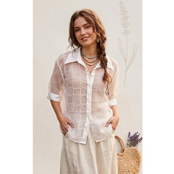 Diana Marco Tops - NWT Vintage Diana Marco Sheer Organza Top 20 90s Boxy‎ Ethereal Club Avant Garde